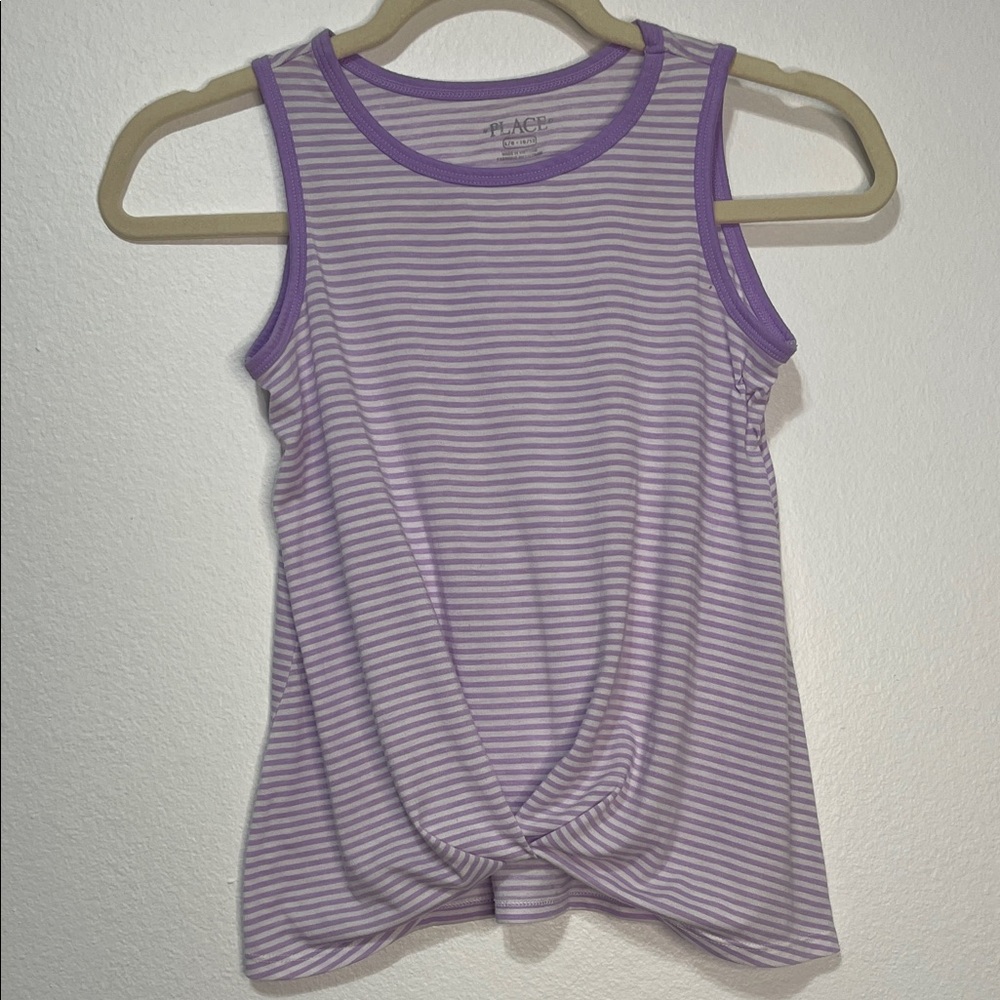 Place Girls Purple Striped Tank Top Size Large 10/12 GUC